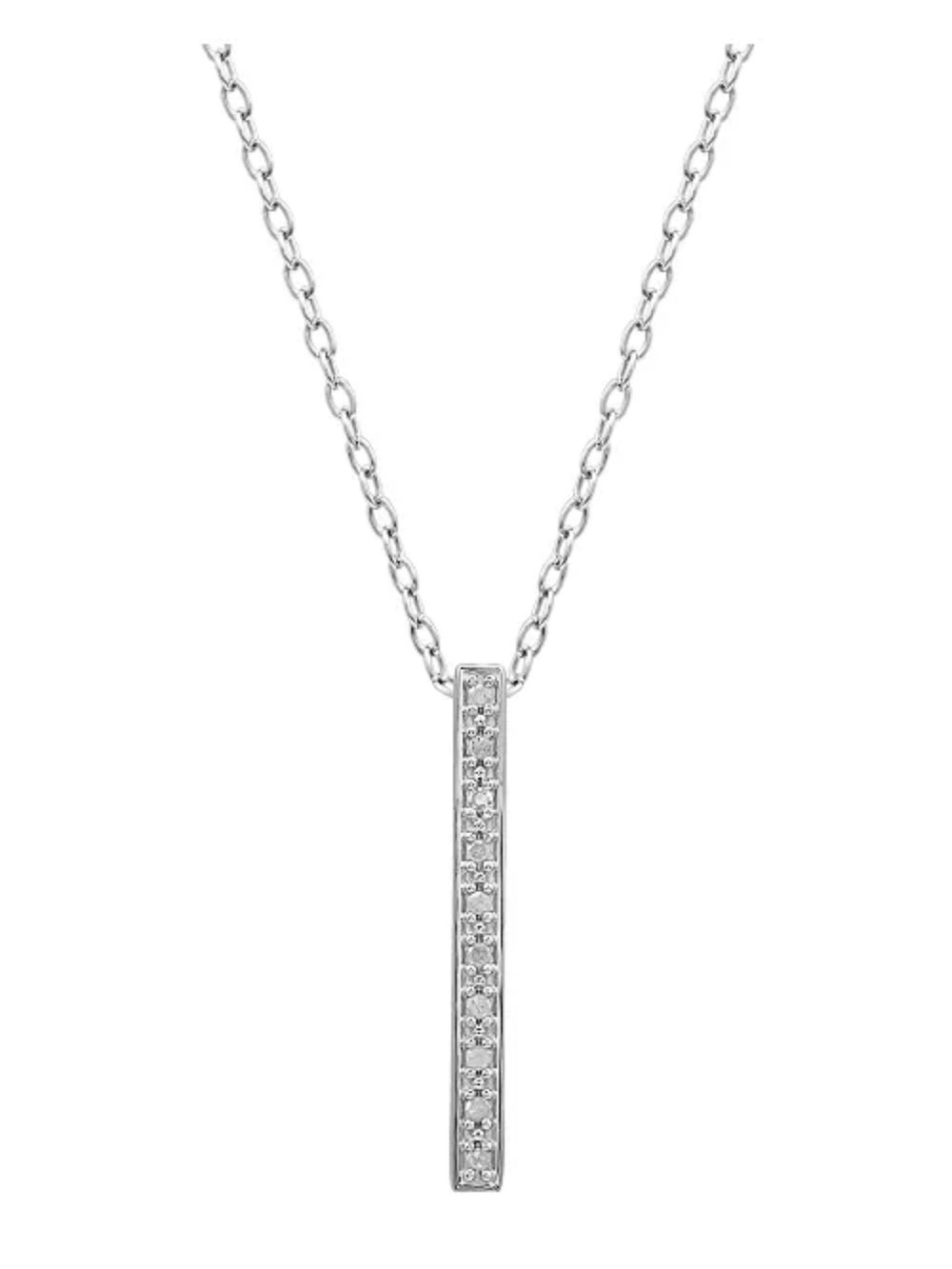 Diamond Bar Pendant Necklace (1/10 ct. t.w.) in Sterling Silver